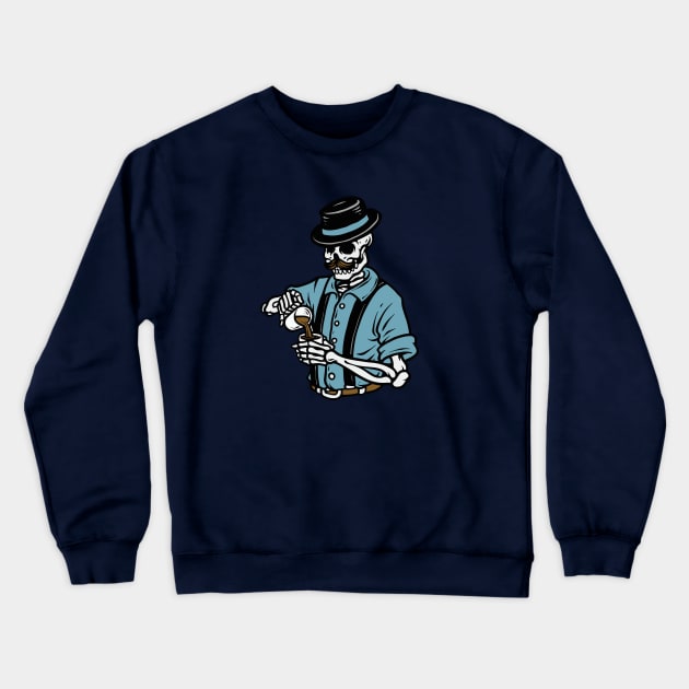 Hipster Skeleton Bartender Crewneck Sweatshirt by SLAG_Creative